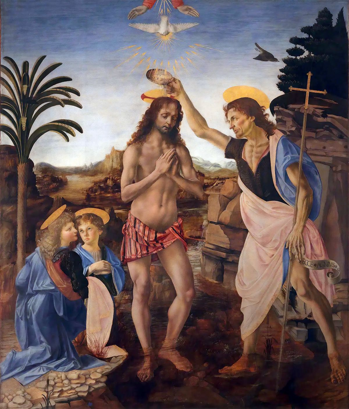 vol4-num11-2024-01 Figura 1. Bautismo de Cristo. Verrocchio. Hacia 1475-1478. Óleo y temple sobre tabla. 177 x 171 cm. Galería de los Uffizi. Florencia. Italia.