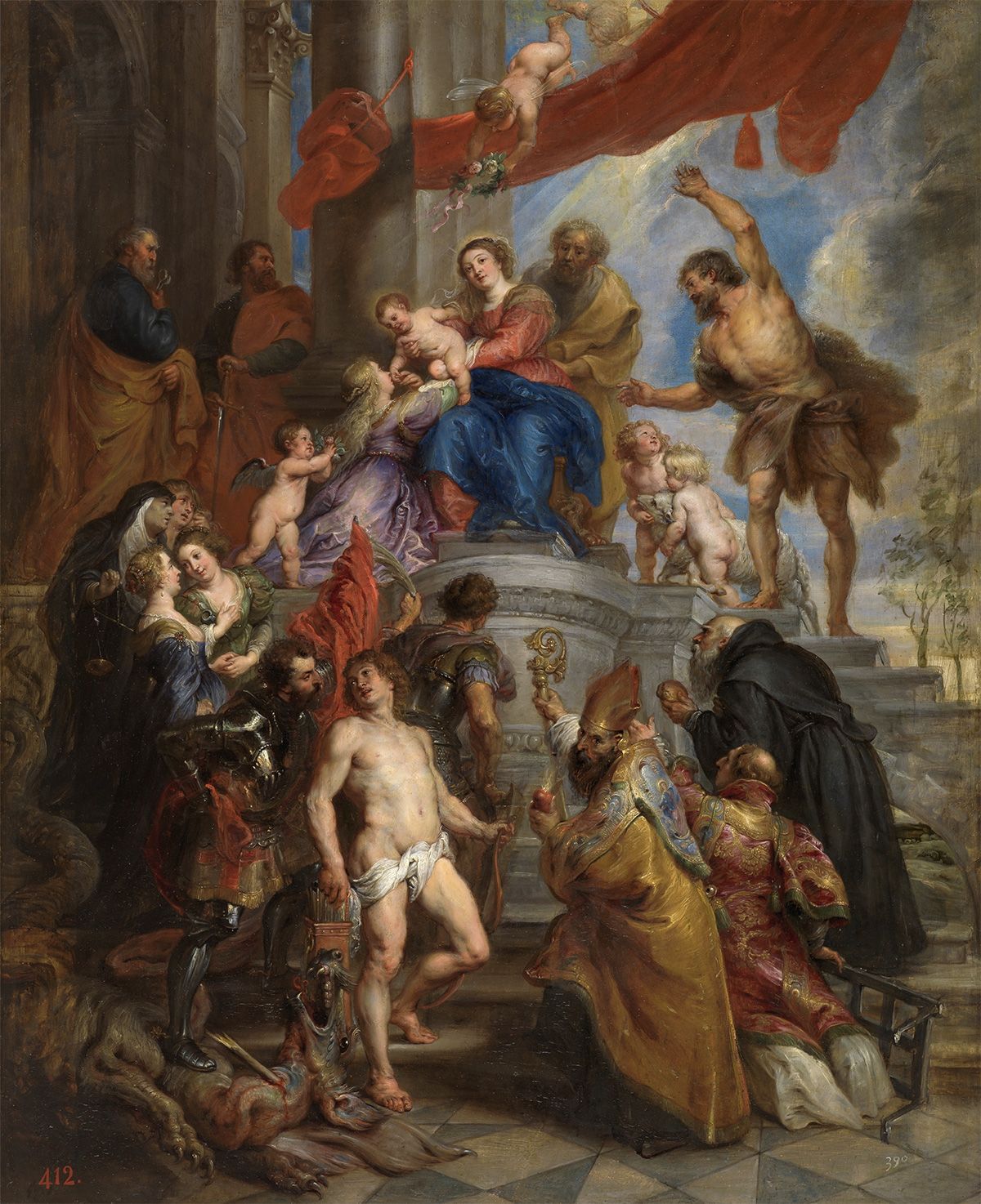 vol4-num8-2024-00 Figura 1. La Sagrada Familia rodeada de santos. Rubens, Pedro Pablo. Hacia 1630. Óleo sobre tabla. 79,5 x 64 cm. Museo del Prado. Sala 078.